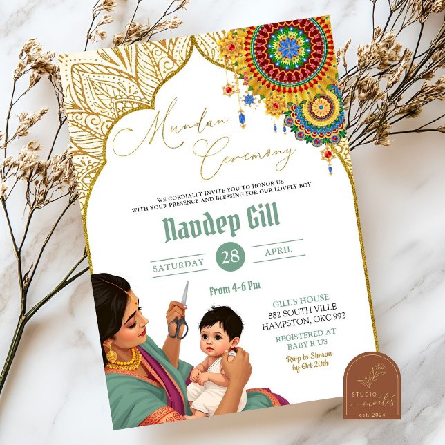 Indian Baby Boy Mundan Ceremony Invitation (Creator Uploaded)