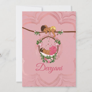 Indian baby girl being blessed by Ganesha Announcement