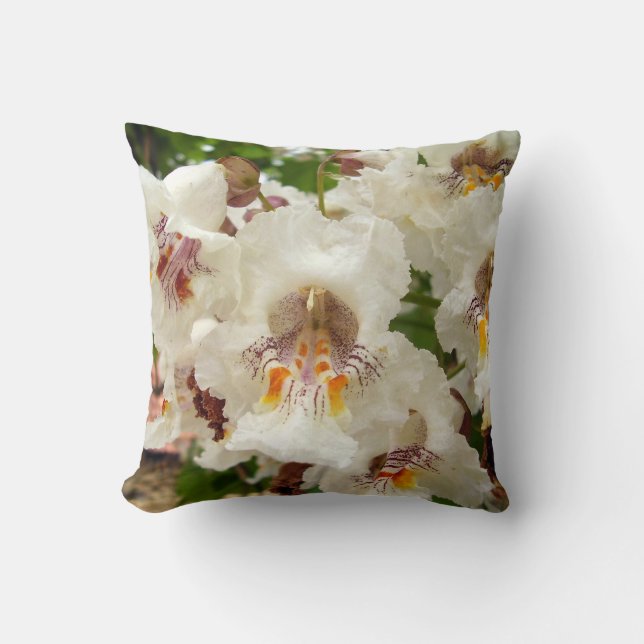 Indian Bean Tree Flowers Throw Cushion (Front)