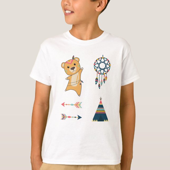 Indian Bear Yellow Fashing Teddy Feather T-Shirt (Front)