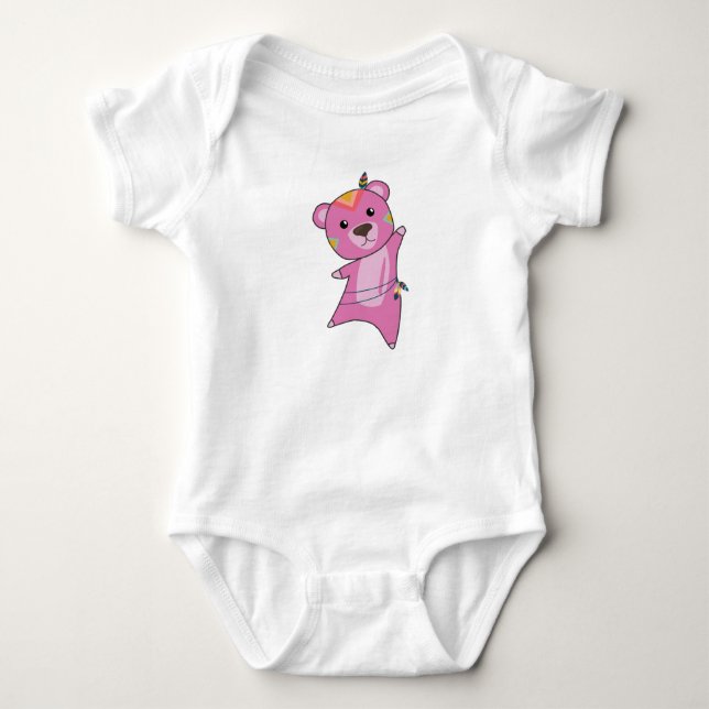 Indian Bears Bear Fashing Teddy Feather Baby Bodysuit (Front)