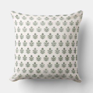 Indian block print inspired green pillow