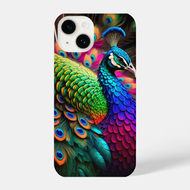 Indian  blue peacock designed phone cases iPhone14 (Back)