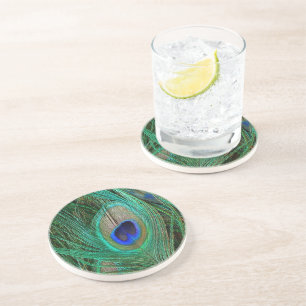 Indian Blue Peacock Feather Coaster
