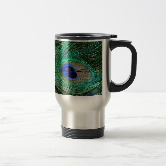 Indian Blue Peacock Feather commuter mug (Right)