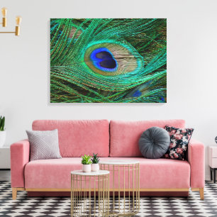 Indian Blue Peacock Feather Stretched Canvas Print