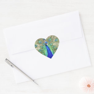 Indian Blue Peacock Heart Sticker