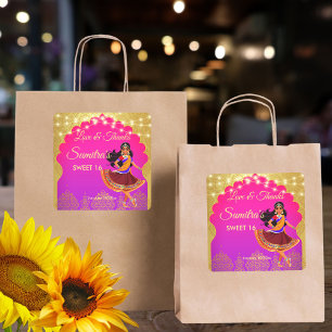Indian Bollywood girls birthday party favour Square Sticker