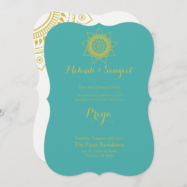 Indian Bollywood Wedding Invitation w/ Om (Front/Back)