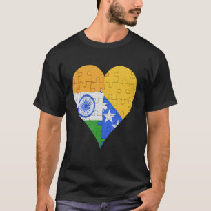 Indian Bosnian Flag Heart T-Shirt