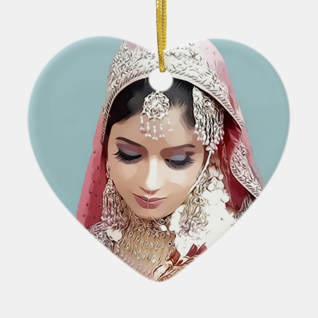 Indian bride ceramic tree decoration (Front)