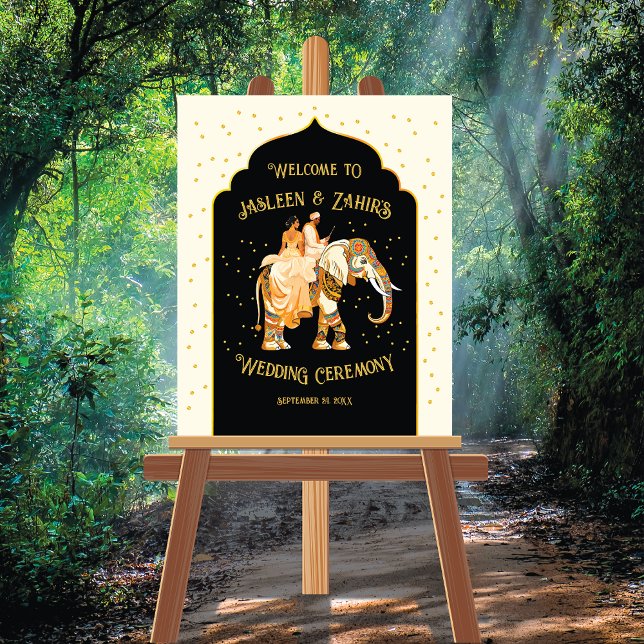 Indian Bride Groom Elephant Wedding Welcome Sign (Creator Uploaded)
