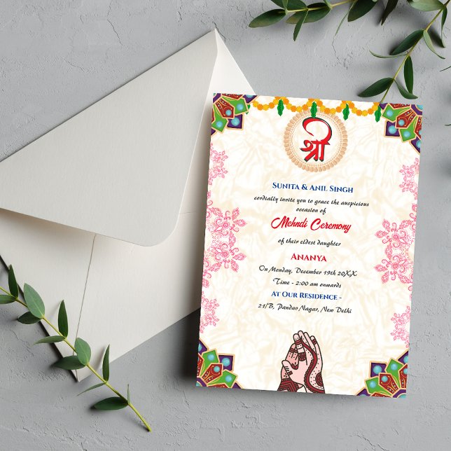 Indian Bride Mehndi Ceremony Ganesha  Chakra Invitation (Creator Uploaded)