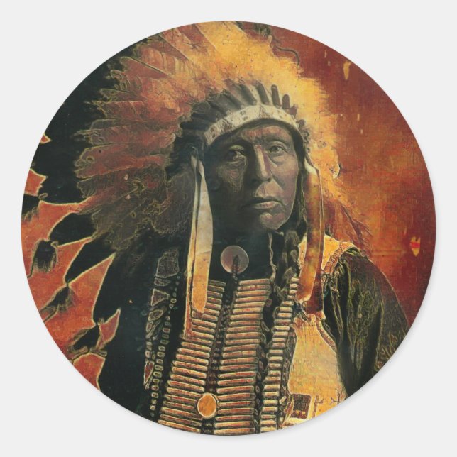 Indian_Chief Classic Round Sticker (Front)