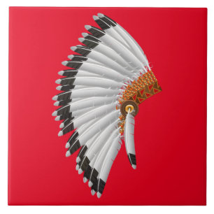 Indian chief Feather Hat Design Tile