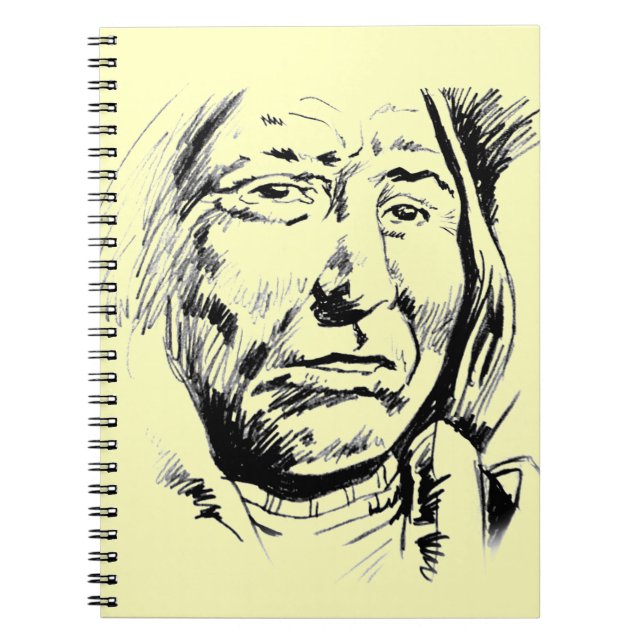 Indian Chief Ink Sketch Motivational Notebook (Front)