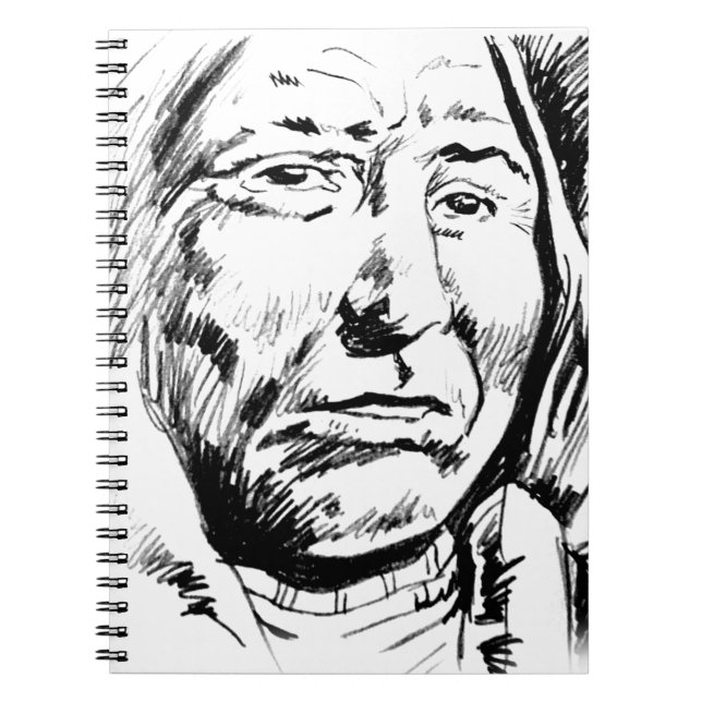 Indian Chief Ink Sketch Motivational Spiral Notebook (Front)