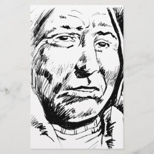 Indian Chief Ink Sketch Motivational Stationery
