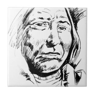 Indian Chief Ink Sketch Motivational Tile