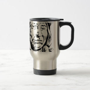 Indian Chief Ink Sketch Motivational Travel Mug