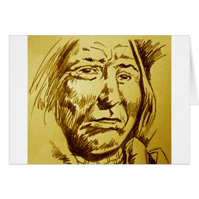 Indian Chief Pencil Sketch (Front Horizontal)