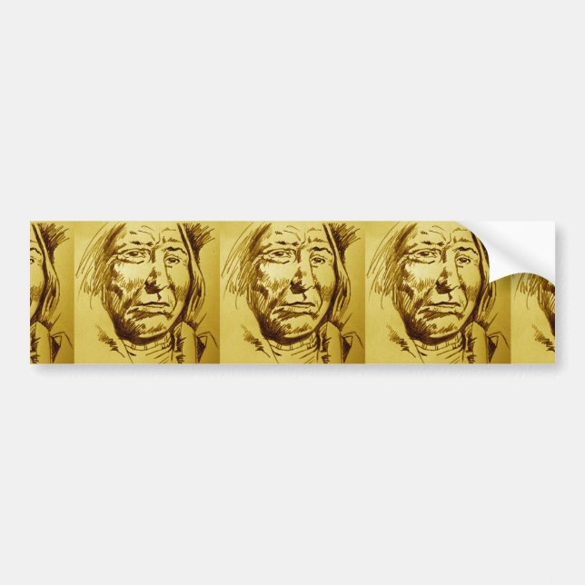 Indian Chief Pencil Sketch Bumper Sticker (Front)