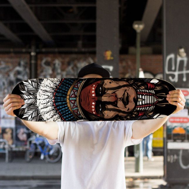 Indian Chief Skateboard | Tribal Skateboard Deck (Tribal Chief Skateboard Deck)
