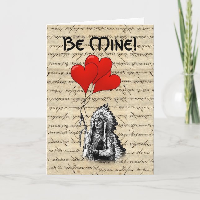 Indian chief  valentines holiday card (Front)