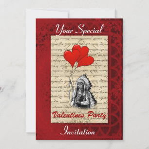 Indian chief Valentines party Invitation