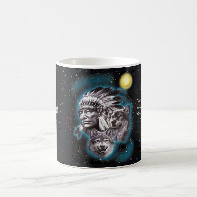 Indian Chief & Wolves Coffee Mug (Center)