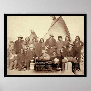 Indian Chiefs with New York World Pennant SD 1891 Poster