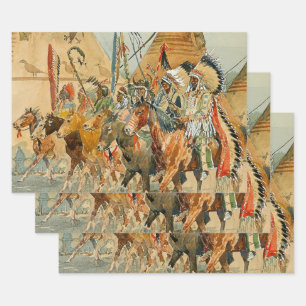 Indian Chiefs with Standards by Edward Borein Wrapping Paper Sheet