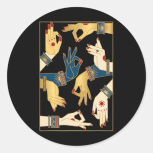 Indian Clical Dance Mudras Bharatanatyam Spiritual Classic Round Sticker