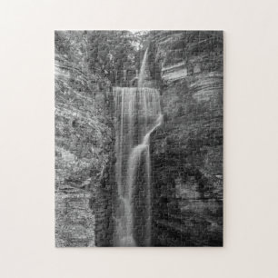 Indian Cliff Falls Grayscale Jigsaw Puzzle