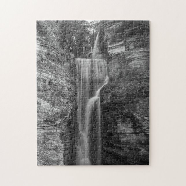 Indian Cliff Falls Grayscale Jigsaw Puzzle (Vertical)