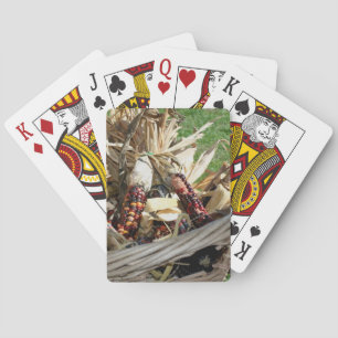 Indian Corn In Wicker Basket Autumn Playing Cards