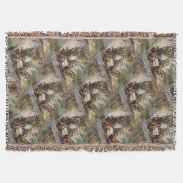 Indian Corn In Wicker Basket Nature Pattern Throw Blanket (Front)