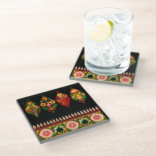 Indian Cotton Fabric Glass Coaster