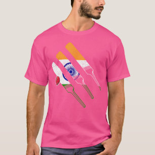 Indian Cricket Indian Flag For A Cricket Player Cr T-Shirt