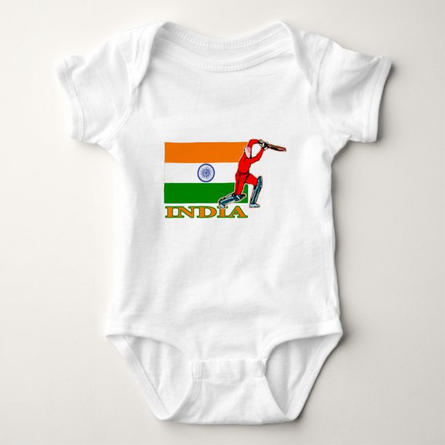 Indian Cricket Player Baby Bodysuit (Front)