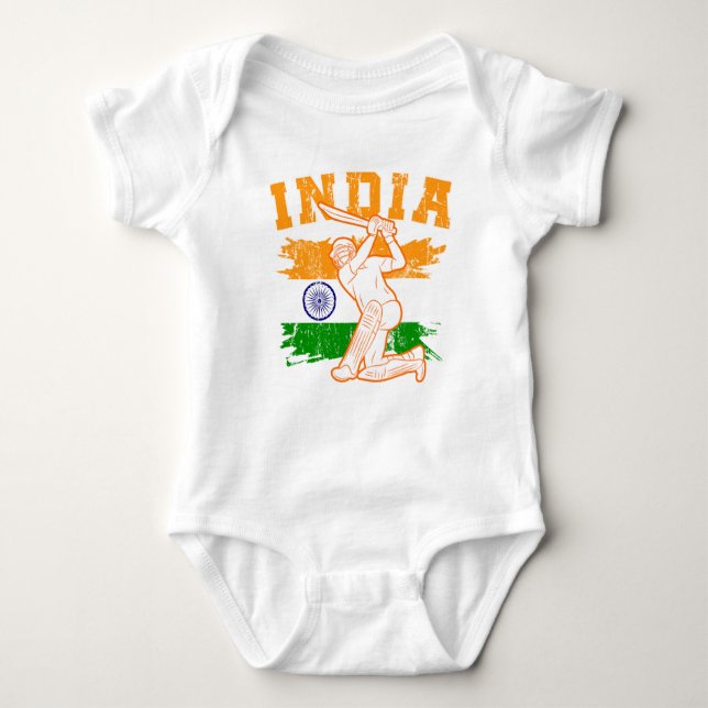 Indian Cricket Player  Baby Bodysuit (Front)