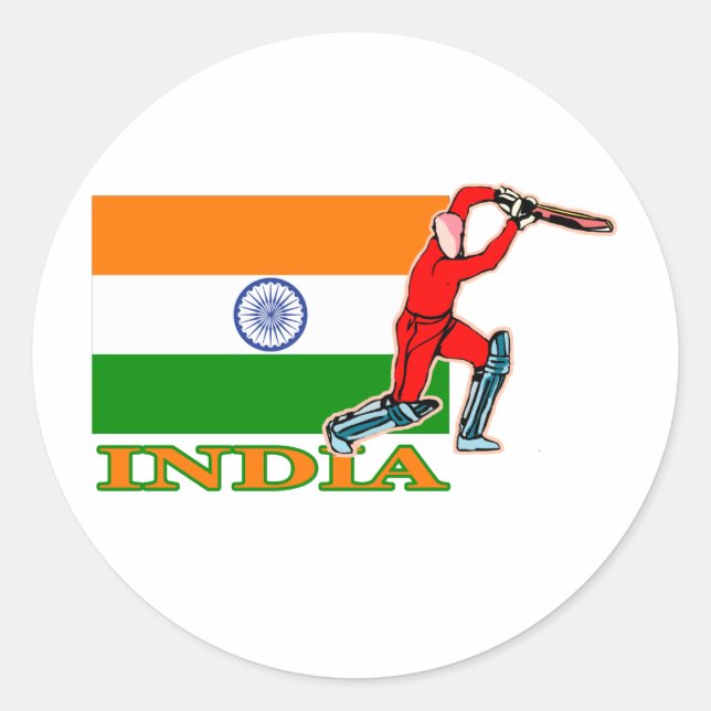 Indian Cricket Player Classic Round Sticker (Front)