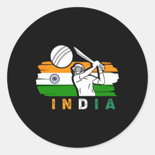 Indian Cricket Player Team Cricket Fans India Cric Classic Round Sticker