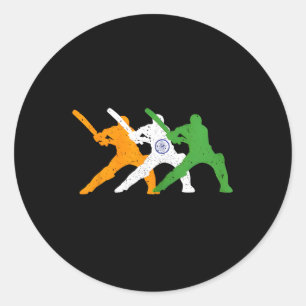 Indian Cricket Team Cricketer Fan Tsmen Flag Of In Classic Round Sticker