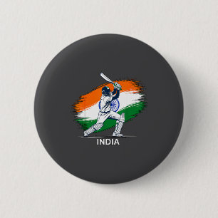 Indian Cricket With Flag 6 Cm Round Badge