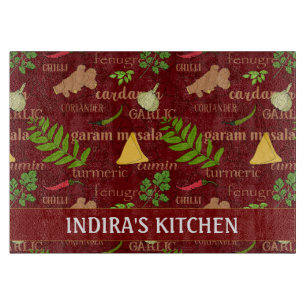 Indian Cuisine Asian Food Patterned Cutting Board