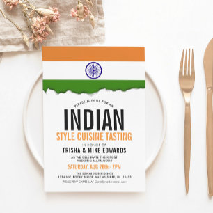 Indian Cuisine   Party Flag White Invite