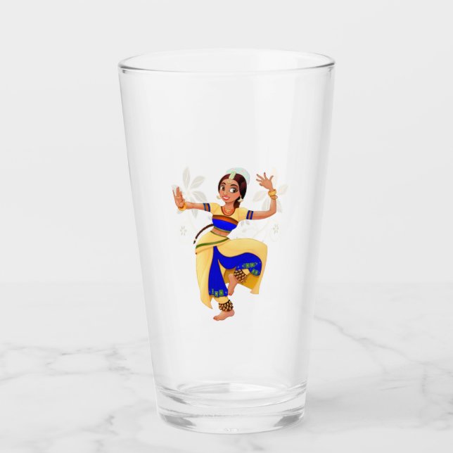 Indian Dancer Glass Cup (Front)