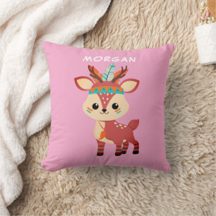 Indian Deer, Name or Message, Pink Cushion