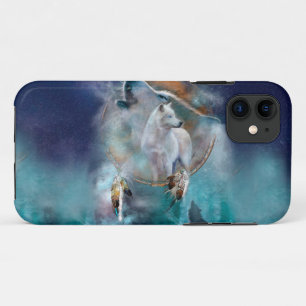 Indian dreamcatcher and ethnic tribal head wolf Case-Mate iPhone case